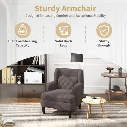 Sillón Acento Moderno Teddy Fleece, Ergonomía Y Estilo Brown