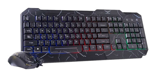Kit Teclado Y Mouse Gamer Pc Laptop Rgb Led Multimedia Naceb Ergonomico Alambrico Usb Optico Español