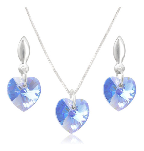 Collares Mujer Cadena Corazones Swarovski Plata Joyas Regalo