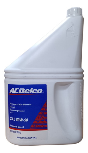 Bidon Aceite Acdelco Caja Manual 4 Lt 80w90 100% Chevrolet O