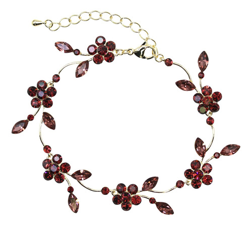 Faship Preciosa Pulsera Floral De Cristal Con Diamantes De I