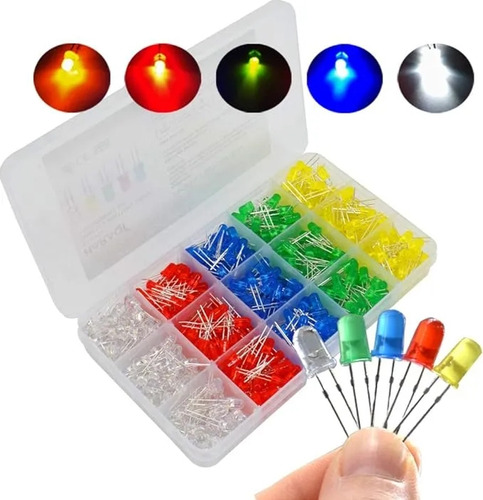 Kit De 500 Piezas De Diodos Led Difusos De 5 Mm Para Proyectos De Bricolaje, Ideales Para Placas Pcb, Circuitos Electrónicos De Baja Tensión E Indicadores Luminosos