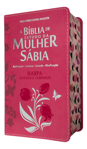 Bíblia De Estudo Da Mulher Sábia Letra Grande Harpa E Índice Capa Luxo Vermelha