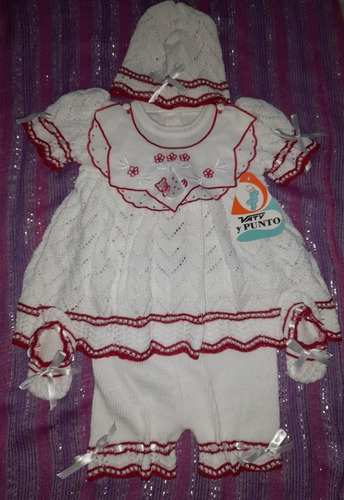Imagen 2 de 10 de Vestido Tejido Ajuar Niña Bebe