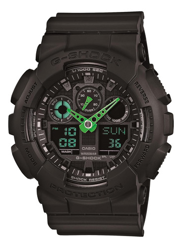 Reloj Casio G-shock Ga-100-1a3 Manecillas Verdes