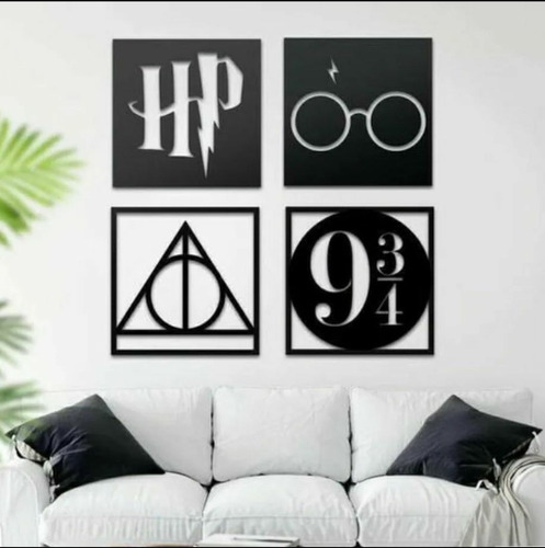 Set 4 Cuadros Decorativos Mdf Harry Potter 