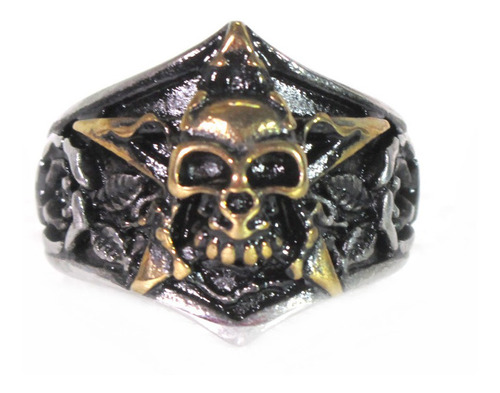 Anillo Calavera Estrella De Acero Rocker Gotico Dark Biker