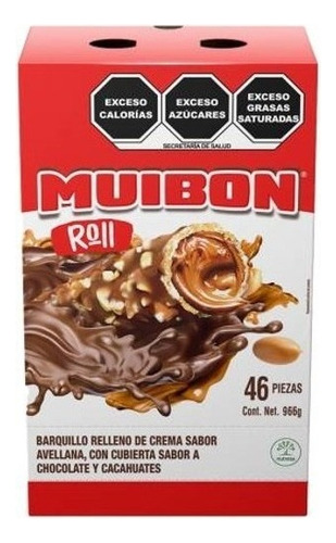 Muibon Barquillo Relleno Crema De Avellana Y Chocolate 46pz