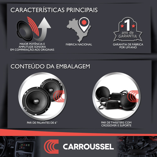 Imagem 2 de 8 de Kit Duas Vias Nar Audio 600 Cs1 ( 6 Pol. - 100w Rms )