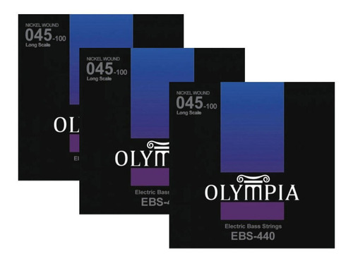 Pack 3 Set De Bajo 4 Cuerdas Olympia Ebs-440 Envío Gratis