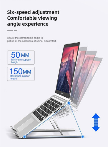 Imagen 6 de 9 de Base Soporte Portátil Laptop Plegable Aluminio Ergonómica X