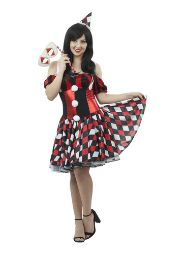 Disfraz Harlequin Girl Vestido Para Una Arlequín Divertida, Sexy Y Poderosamente Loca De La Linea Sponch Costumes De Ghoulish Productions
