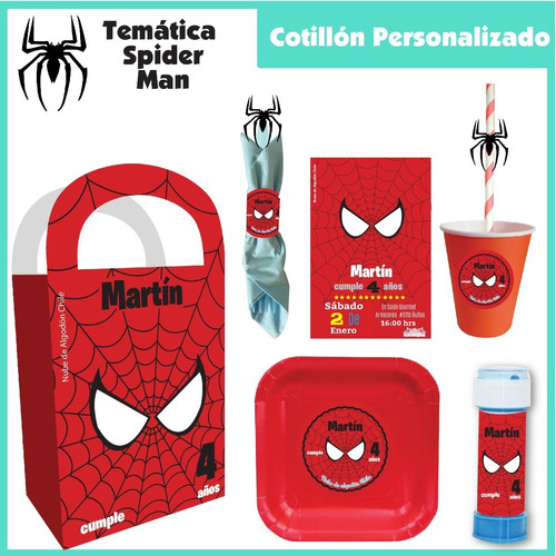 Cotillón Cumpleaños Personalizado Hombre Araña