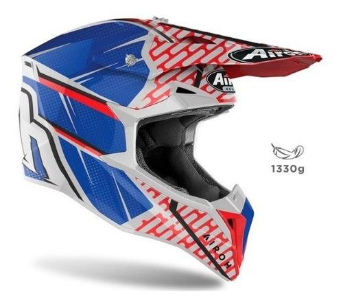 Capacete Airoh Wrrap Idol Red/blue Gloss - Cor Azul Vermelho Cor Azul/Vermelho/Branco Tamanho do capacete 60 (L)