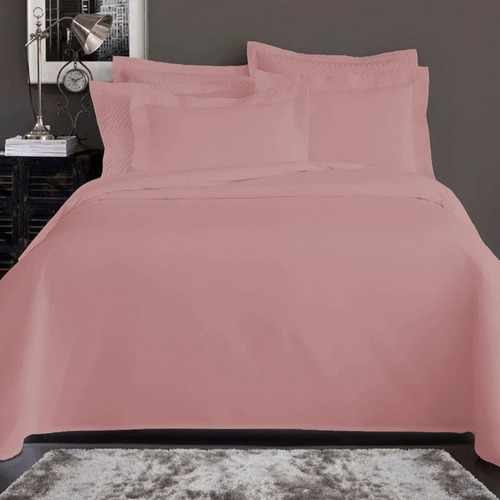 Lençol com elástico Casa di Valle Lençol queen Percal 400 Fios cor rose blush fios 400 100% algodão para colchão de 200cm x 160cm x 40cm