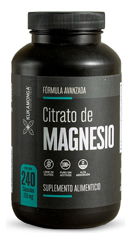 Citrato De Magnesio De 240 Cápsulas. Kukamonga Sabor Sin sabor