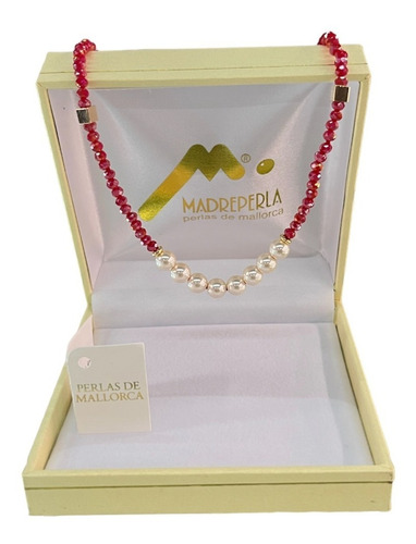 Collar De Perla De Mallorca 45cm Bañado En Oro