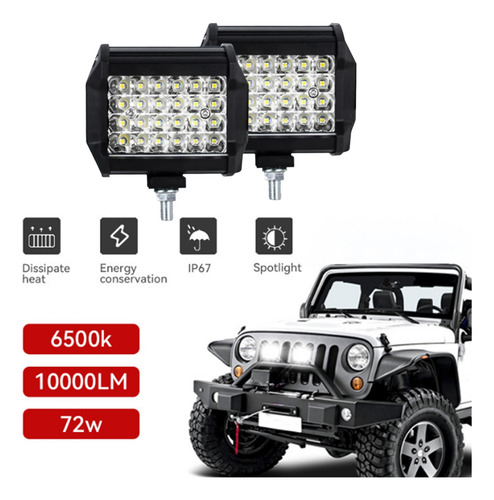 Faro Delantero De Coche, 12 V, 24 V, 72 W, 2 Unidades, Para
