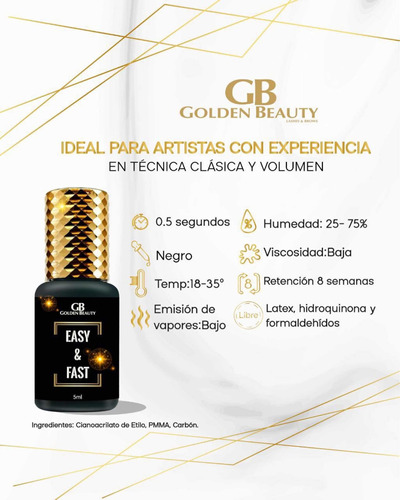 Adhesivo Para Extensiones De Pestañas Easy & Fast De Gb