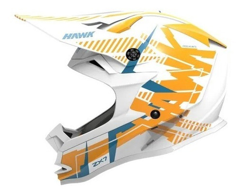 Oferta Casco Moto Cross Hawk Zx7 Blanco Masxmoto