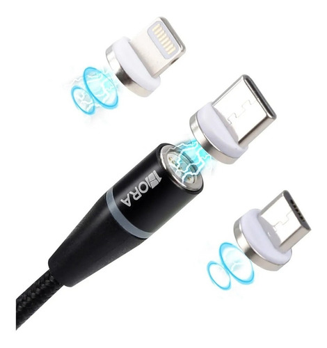 Cable Magnético Iman 3en1 Carga Rápida Usb V8 Ip Tipoc 1hora