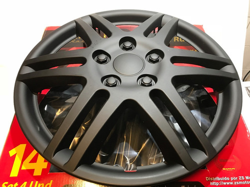Imagen 2 de 8 de Tazas Ruedas Llantas 14 Deportivas Tuning.x4 Negro Mate M254