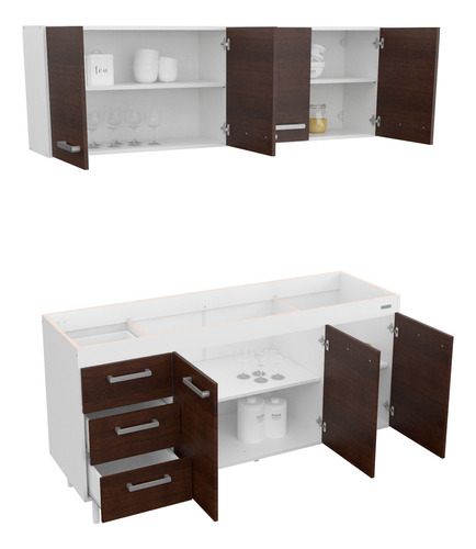 Combo Mueble Cocina 1,60 Mt. Alacena + Bajo Mesada Sin Bacha