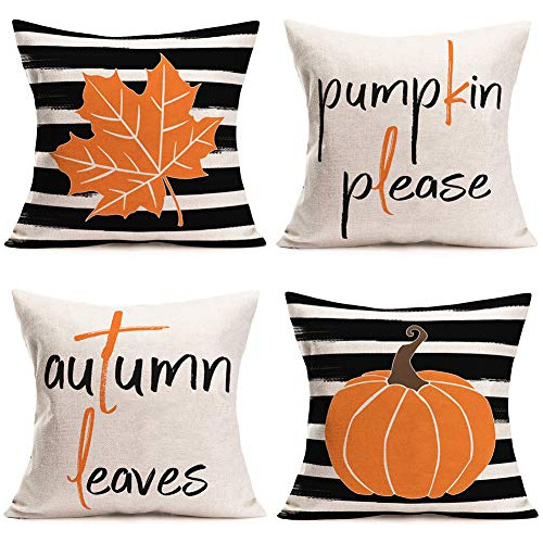 Fundas De Almohada Cita  Hojas De Otoño Calabaza Por F...