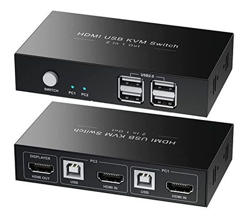 Conmutador Kvm Hdmi Con Resolución 4k @30hz Ultra Hd