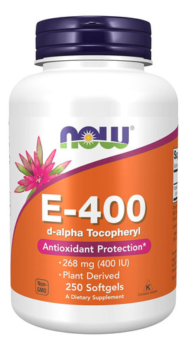 Vitamina E-400 Now Foods D-alfa Tocoferol 250sof Importado