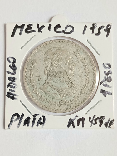 Mexico 1959. Moneda De 1 Peso. Hidalgo, Plata Baja. Mira!!!
