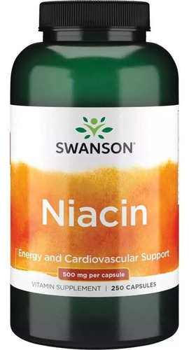 Niacina Swanson Energía Y Apoyo Cardiovascular 500mg 250ct Sabor Sin sabor