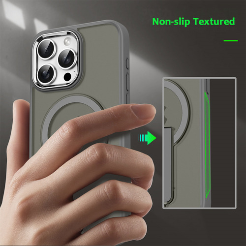 Funda Magnética Magsafe De Luxury For Magsafe Con Soporte Plegable Para iPhone 15, Plus, Pro/promax, Tapas Traseras Translúcidas Mate