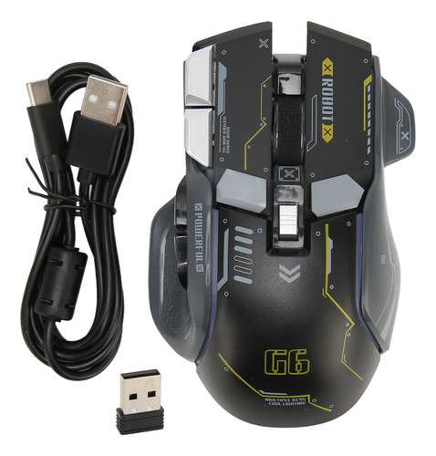 Mouse Para Juegos Rgb, 2,4 G, Cableado, 3 Modos, 5, Dpi Ajus