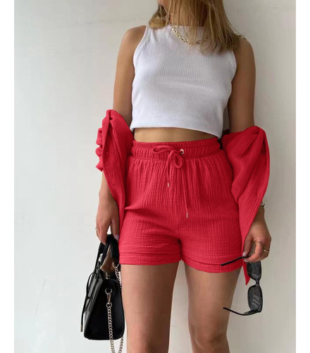 Para Conjunto Casual De Camisa Con Solapa Y Pantalones