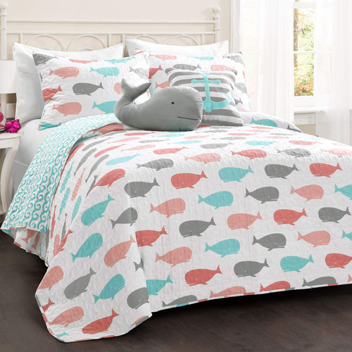 Lush Decor Whale Kids - Juego De Ropa De Cama Reversible De