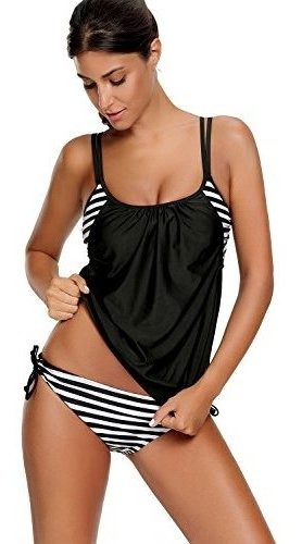 Zando Tankini Deportivo Doble De Dos Piezas Para Mujer Con P