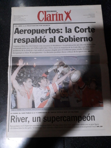 Tapa Diario Clarín 18 12 1997 River Campeón Francescoli Diaz