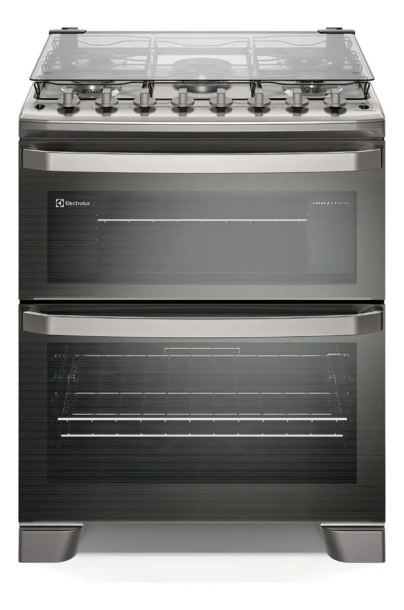 Fogão 5 bocas Electrolux Cinza Experience com Duplo Forno, PerfectCook360 e Vapor Bake FE5DC