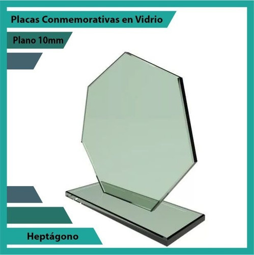 Premiación En Cristal Heptágono Pulido Plano 10mm
