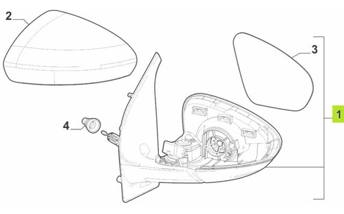 Espejo Ext. Izq. Manual C/control (2º Version)  Fiat Strada 