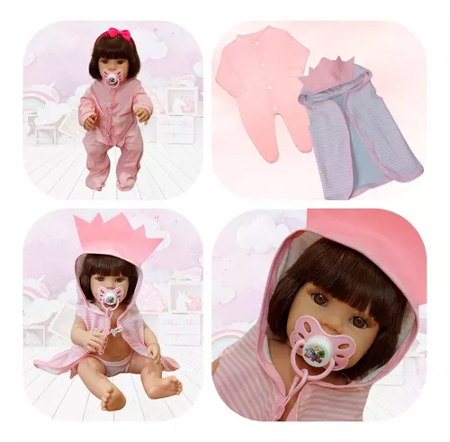 Bebê Reborn Baby Boneca Realista 100% Silicone Banho E Itens