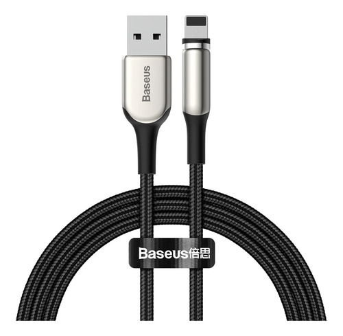 Cabo Lightning / Usb Baseus Magnético Zinco 1.5a 2m Com Led Cor Preto