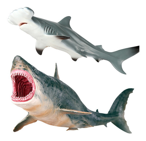 Figuras De Juguete De Tiburón Megalodón Y Tiburón Martillo