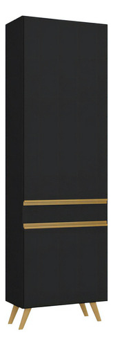 Paneleiro 2 Portas 62cm Veneza Multimóveis V3746 Cor Preto/dourado