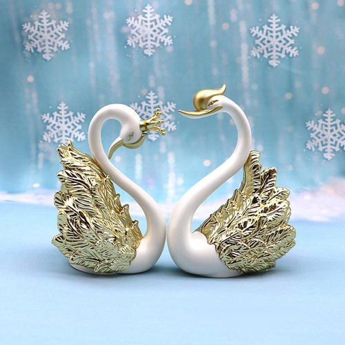 2 X 2x Topper De Pastel De Cisne De Corona Romántica Para