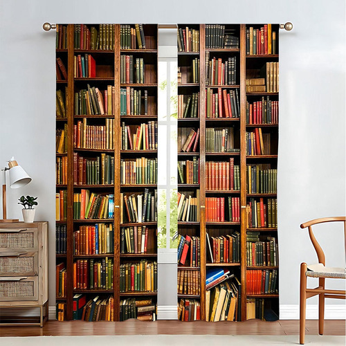 2 Cortinas Estampadas Para Estantería, Cortinas Sombreadas