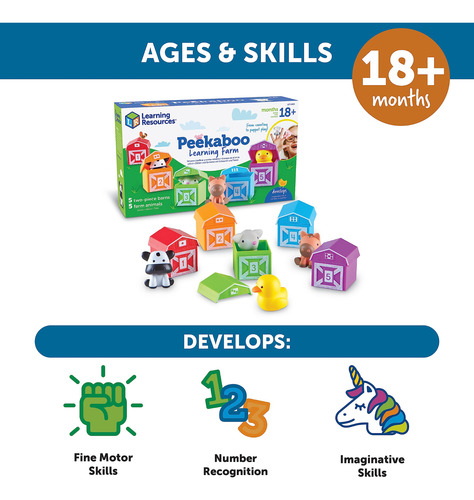 Juguetes De Aprendizaje Peekaboo Learning Farm 10 Piezas