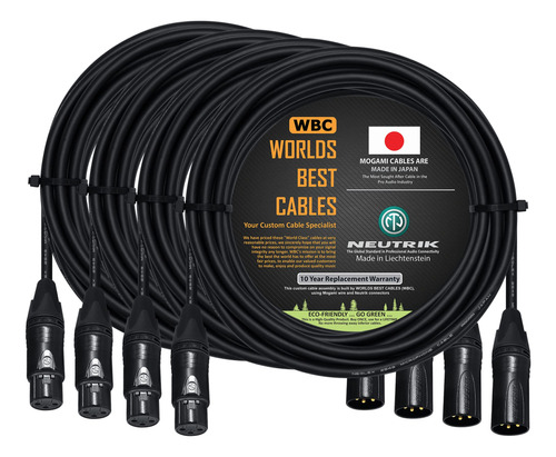 4 Unidad 25 Pie Cable Microfono Equilibrado Hecho Medida Xlr