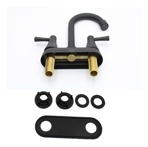 Llave Mezcladora Lavabo Acero Inox Negro Mate Cisne De Lujo